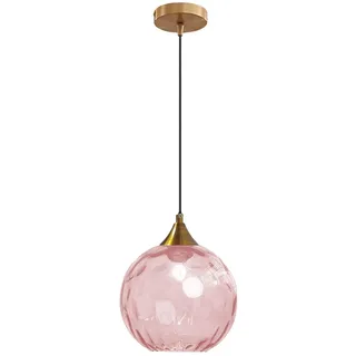 Tropibed Bunt Glaskugel Pendelleuchte, 20cm Wasser-Muster Glas Lampenschirm, Lampenfassung E27 Glas Hängeleuchte Für Küche Schlafzimmer Wohnzimmer Kronleuchter (Rosa)