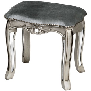 Samthocker Silber Hocker Sitzhocker Pouf Toilettentisch- Hocker Barockerhocker