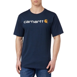 Carhartt, Herren, Lockeres, schweres, kurzärmliges T-Shirt mit Logo-Grafik, Marineblau, L