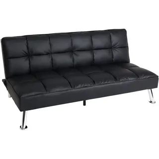 Mendler Sofa HWC-K21, Klappsofa Couch Schlafsofa, Nosagfederung Schlaffunktion Liegefläche 181x107cm ~ Kunstleder, schwarz