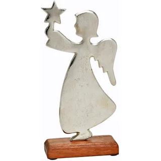 Engel zum Stellen Holz / Alu 27 cm (32692w) Weihnachtsdeko Aufsteller