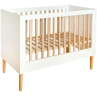 ATB Weiss Babybett Ila 60x120 - Baby Bett Für Baby - Massivholz Bed 120x60 for Babys - Kinderbett Ab 3 Jahr - Weiß Crib 60 x 120 - Beyaz Bebek Yatagi - Komplett Beybi Cots Für Sleep