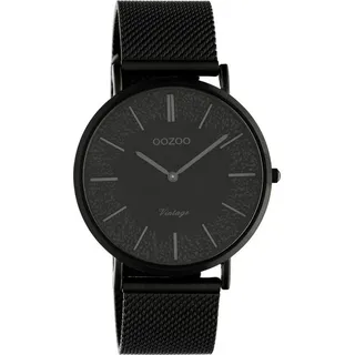 OOZOO Quarzuhr Vintage Damenuhr C20144 Glitzer-ZB Milanaiseband Schwarz 40 mm