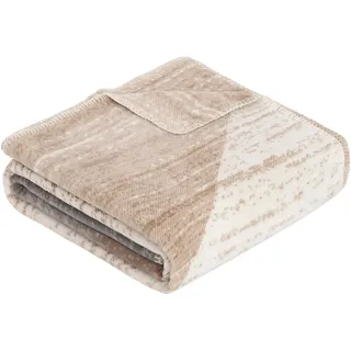 Wohndecke IBENA "Jacquard Decke Minuf" Wohndecken Gr. B/L: 150 cm x 200 cm, beige (beige, grau) Baumwolldecken mit geometrischem Muster