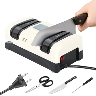 5 in 1 Elektrischer Messerschärfer, 5000r/ min Profi Messerschärfer Elektrisch mit 2 Chipsammlern, Elektrische Messerschleifer für Raue und Feine aus Stahl, Schere, Schlitzschraubendreher