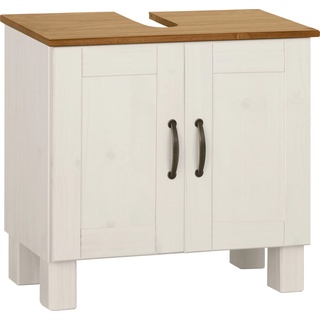 Waschbeckenunterschrank HOME AFFAIRE "Rodby" Schränke Gr. B/H/T: 60 cm x 55 cm x 30 cm, 2 St., weiß (weiß, honig) Bad-Waschbecken-Unterschränke FSC-zertifiziertes Massivholz, Griffe Metall, Breite 60cm, Höhe 55cm