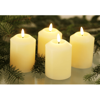 FHS LED Kerzenset 4er Set Kerze, Creme, Warmweiß