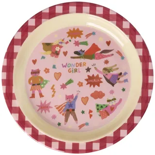 RICE Melamin Kinderteller Hero, Pink Ø 22 cm, Höhe 2 cm