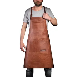 DarkRabbit Lederschürze für Schreiner, Holzbearbeitung, Schmiedekunst – Leder-Grillschürze, Holz-Lederschürze, Küchenschürze für Koch, für Herren und Damen - Einheitsgröße