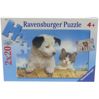 Ravensburger Puzzle Wahre Freunde Hund Katze 091669 2 x 20 Teile 26,4 x 18,1 ...