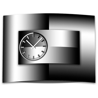 dixtime Wanduhr Wanduhr XXL 3D Optik Dixtime modern schwarz weiß 50x70 cm leises Uhrwe (Einzigartige 3D-Optik aus 4mm Alu-Dibond) schwarz