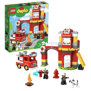 LEGO 10903 DUPLO Feuerwehrwache mit Feuerwehrauto und Feuerwehrmann-Figuren, Motorikspielzeug, Feuerwehr Spielzeug für Kleinkinder, Licht & Geräu...