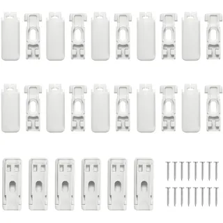 16 Stück Plissee Ersatzteile, Plissees Halterung mit 16 Schrauben Ersatzteile Klemmträger Spannschuhe für verspannte ohne Bohren Komplettset für Klebeträger und Stick & Fix Front Klebeplatten (Weiß)