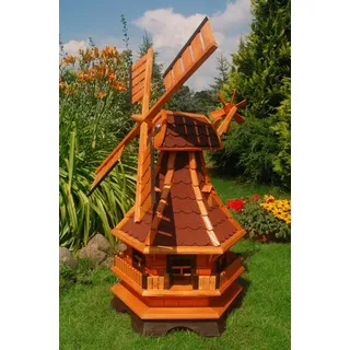 DSH DEKO SHOP HANNUSCH Gartenfigur Windmühle WM 1,3 Bitum, norddeutsche Bauweise, Gesamthöhe inkl. Flügel: 1,30 m rot