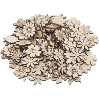 100 Stück Streudeko Holz Blumen Scheiben,Holzkonfetti zum Basteln,Holzblumen Dekoration Holz Streudeko Blumenschmuck für Tischdeko DIY Handwerk Verzierungen Weihnachten Geburtstag Hochzeit Deko
