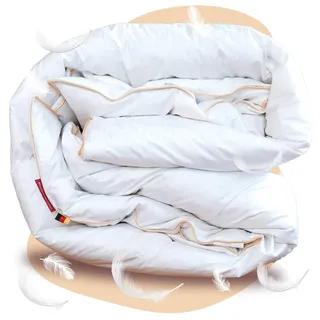 EVAN BROWNS® Feder Bettdecke 200 x 200 cm - Daunendecke 200x200 für den Winter - extrawarme Winterdecke mit Federn & Daunen - Kassettendecke ideal für den Winter - Decke