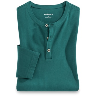 Walbusch Herren Henley Shirt einfarbig Smaragd 62-64