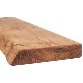 MoonTree rustikales Wandregal, lebendiger Rand, 140 cm x 22 cm x 4.4 cm, dunkle Eichenoptik
