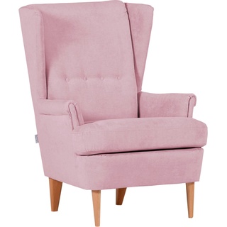 Ohrensessel GUTMANN FACTORY "Versailles" Sessel Gr. Microfaser-Polyester, Beine eiche natur, B/H/T: 72 cm x 104 cm x 85 cm, rosa Ohrensessel