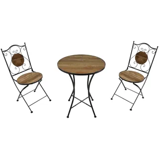 AXI Amélie Bistroset 3-teilig mit Mosaik Design in Scheunenholz | Bistrotisch mit 2 Stühlen | Bistro Gartenmöbel Set für Garten/Balkon/Terrasse | Balkonset/Sitzgruppe