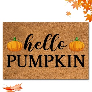 Bavokon Herbst-Willkommens-Matten - Hello Pumpkin Fußmatte Willkommensteppich | Langlebiger, Rutschfester Bodenteppich, Herbsternte, Thanksgiving-Bodenmatte für drinnen und draußen