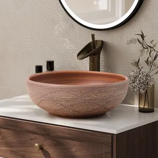 Homary Aufsatzwaschbecken Oval 59cm, Vintage Waschbecken aus Keramik, Retro Design Waschtisch Waschschale für Badezimmer & Gäste WC, Weißes Keramik Waschbecken