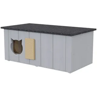 QLS Katzenhaus mit Vorraum 86 x 47 x 37 cm Grau