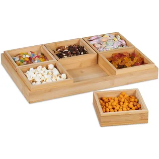 Relaxdays Snackschalen Set Hellbraun 7-tlg.