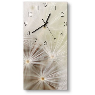 DEQORI Wanduhr 'Pusteblume ganz nah' (Glas Glasuhr modern Wand Uhr Design Küchenuhr) grün|weiß 30 cm x 60 cm