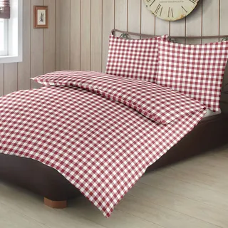 Traumschlaf Feinbiber Karo Rot 155 x 200 cm + 80 x 80 cm