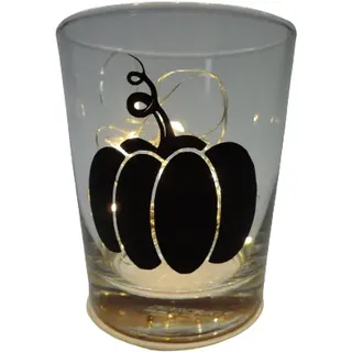 Deko Teelicht Glas Windlicht print "Kürbis" schwarz Handmade Dekoratio
