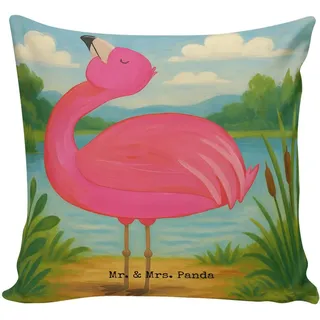 Mr. & Mrs. Panda Dekokissen Flamingo Stolz Design, kuschelkissen 40x40, Weiß, Rosa, Kuschel Kisse, zier kissen couchkissen 40x40 40 X 40 Kissen weiß