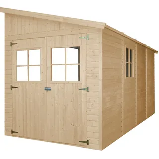 TIMBELA Anbau-Gartenhaus 4,16 x 2,11 m Beige