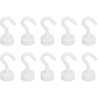 Nikou 10 Stück Weiß Magnethaken, Mini Magnetische Haken | ABS Magnet Haken Starke, 16 mm Basisdurchmesser, 5 kg Tragfähigkeit, für Küche Badezimmer Schlafzimmer Schlüsselhalter