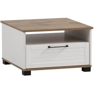 Schildmeyer Jelda Couchtisch 156469, matt weiß/Eiche Landhaus Dekor, 60,2 x 60,2 x 38,2 cm
