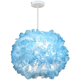 iDEGU Moderne Pendelleuchte, Ø 30 cm Hängelampe aus Stoff Kugel Lampenschirm E27 Deckenleuchte Kronleuchter für Schlafzimmer, Wohnzimmer (Blau Blume)