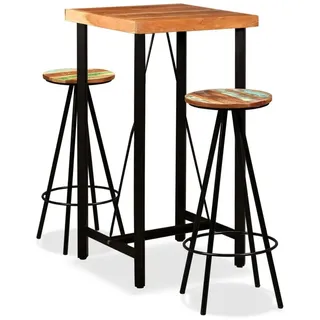 furnicato Bargruppe Bar-Set Echtholz und Massivholz 60x60x107 cm, (1-tlg), Handgefertigtes Bistroset mit stabilen Stahlbeinen für dein Zuhause braun 60 cm x 107 cm x 60 cm