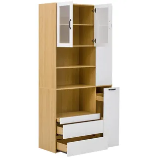 Beaok Skandi-Highboard, Weiß, Holzwerkstoff, 100x200x40 cm, Wohnzimmer, Kommoden & Sideboards, Highboards