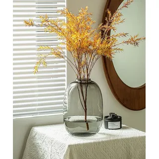 GeLive - Rauchglas-Vase, einfarbiges Glas, klare Tischvase, Blumenarrangements, geeignet für langstielige Zweige, Kunstpflanzen, Heimdeko, als Tafelaufsatz oder Innendekoration, Rauchgrau