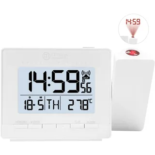 Funk-Projektionswecker Weiß – LED Projektion & Temperatur, Datum, Alarm