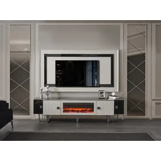 JVmoebel Sideboard Luxus Sidebaord Wohnwand mit Kamin Fernseher Ständer tv Board, Made in Europa schwarz|weiß