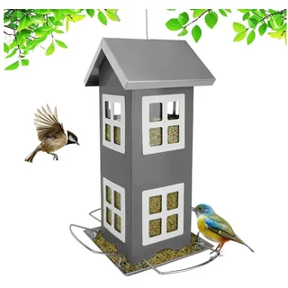 Relaxdays Vogelhaus zum Aufhängen Weiß,Grau,Silber
