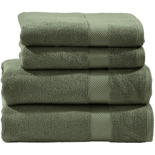 Handtuch Set DONE. "Deluxe" Handtuch-Sets Gr. 4 tlg., grün (khaki) Handtücher Badetücher 2x Gästehandtücher & Handtücher, aus hochwertigem Zwirnfrottier