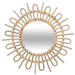 Wandspiegel Rattan Spiegel Dekospiegel Schminkspiegel Flurspiegel Wanddeko Ø50cm