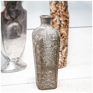 Antikas Wanddekoobjekt Dekoflasche, Vase, Groß, Chabby Chic, Glas, Grau-weiß, H 31,0 x B grau