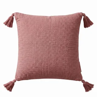 Homescapes Musselin-Kissen 45 x 45 cm Rosa