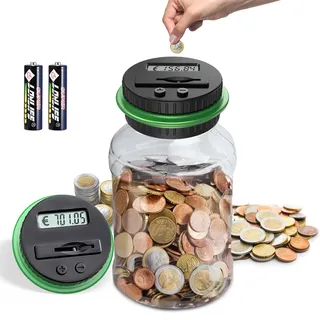 Digitale Spardose mit Zähler, 1.8L Groß, LCD Display für Kinder, Erwachsene