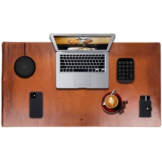 Solo Pelle Schreibtischunterlage Hochwertige Schreibtischunterlage Leder für Bürotisch - handgefertigte Schreibunterlage aus Leder - Edel Schreibtisch Unterlage (48cm x 90cm) braun