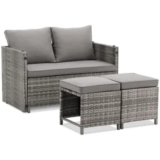 Juskys 2in1 Polyrattan Gartenmöbel Jamaika 4-tlg. grau
