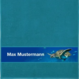 Manutextur Handtuch mit Namen - personalisiert - Motiv Tiere - Schildkröte - viele Farben & Motive - Dusch-Handtuch - Petrol - Größe 50x100 cm - persönliches Geschenk mit Wunsch-Motiv und Wunsch-Name